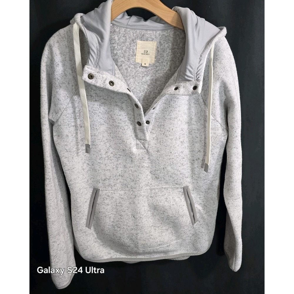 Thread + Supply Heather Ivory Womens Hooded Jacket Size Medium